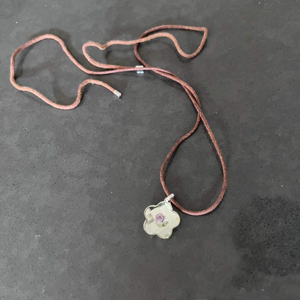 Swarovski Crystal Green and Pink Pendant Necklace